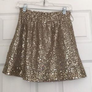 J. Crew gold sequin mini skirt - paper bag waist
